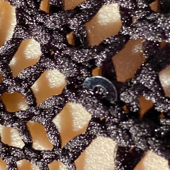 EXPRESS - vest tank: black scoop neck open knit sheer w sequins - L - Picture 14 of 16